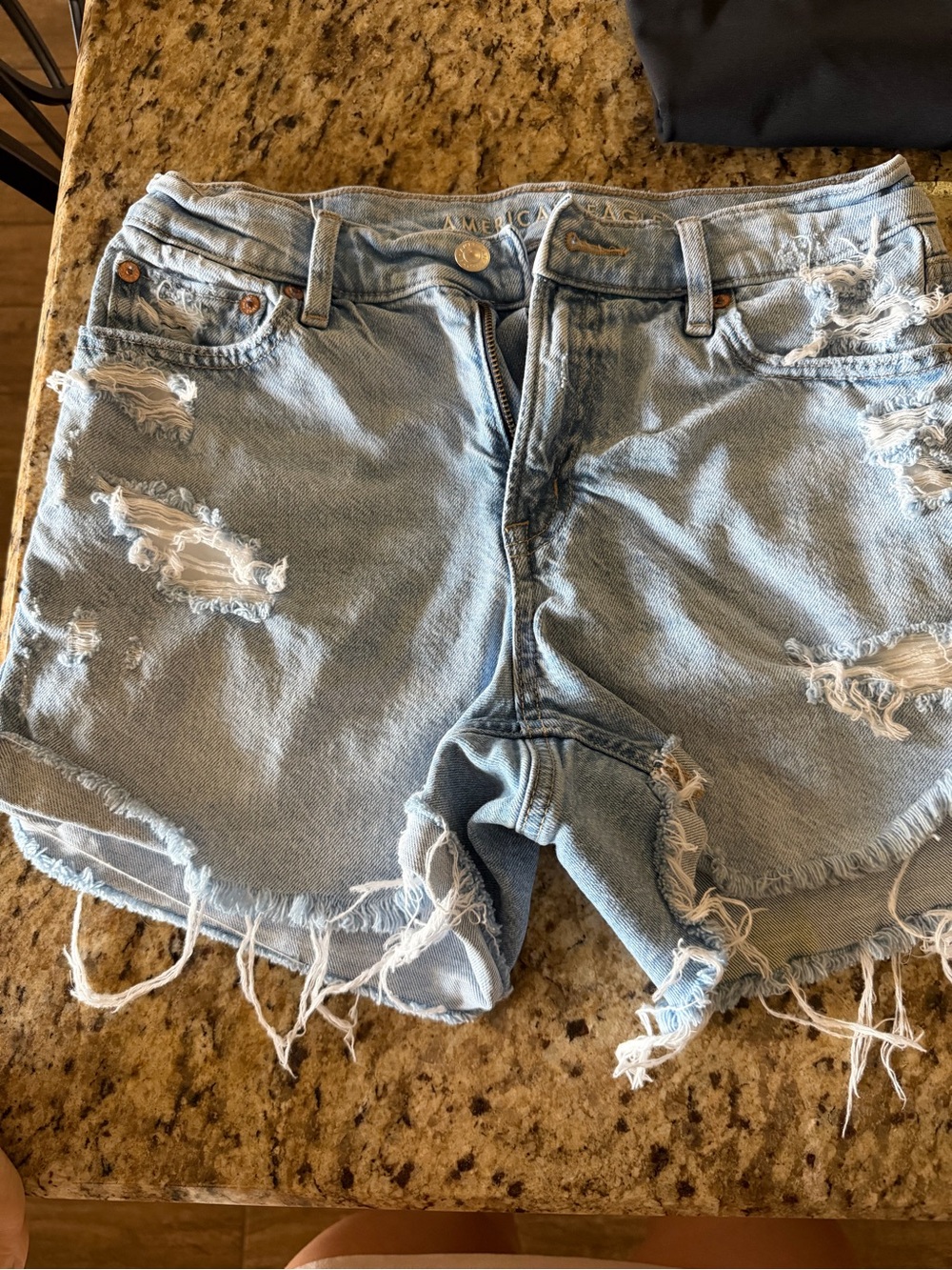American Eagle Outfitters Light Wash Distressed Denim Shorts